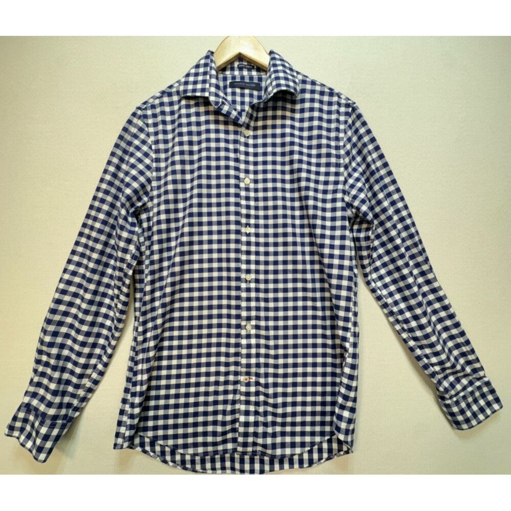 Tommy Hilfiger Mens Button Down Shirt Slim Fit Stretch Size M Blue White Gingham